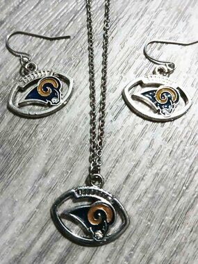 LA Rams Football Necklace And Earrings Set